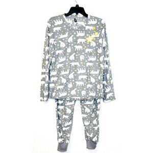 PJ Couture NWT XL Gray Polar Bears Fleece  Pajama Set